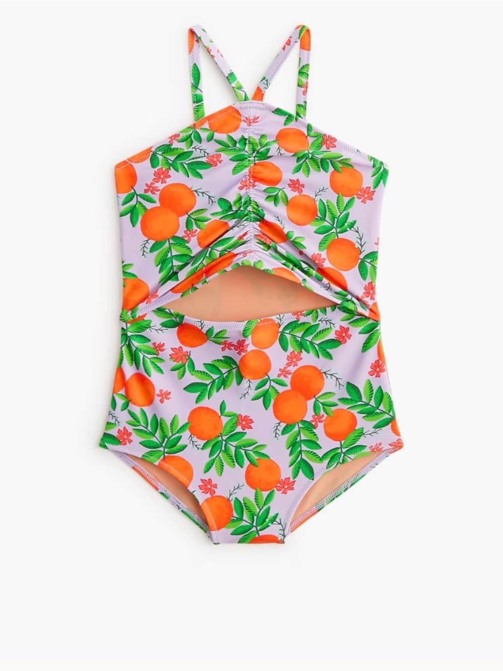 Crewcuts Girls Oranges Print One-Piece Halter Swimsuit - Size 8